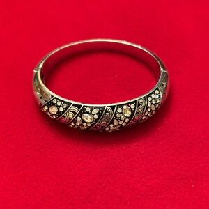 Elegant Silver and Black Bangle Bracelet